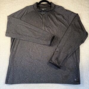 VRST Mens Long Sleeve Performance QTR Zip Neck Pullover Top Heather Gray Size XL
